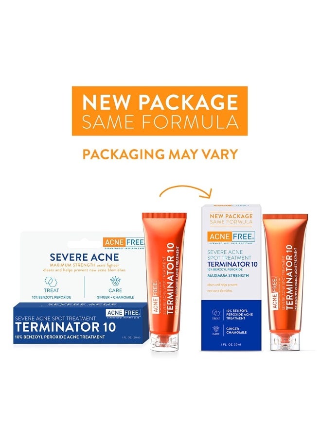 AcneFree AcneFree Terminator 10 Acne Spot Treatment with Benzoyl Peroxide 10 Maximum Strength Acne Cream Treatment 1 Ounce Pack Of 1  - Image 2
