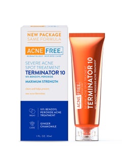 AcneFree AcneFree Terminator 10 Acne Spot Treatment with Benzoyl Peroxide 10% Maximum Strength Acne Cream Treatment, 1 Ounce - Pack Of 1 