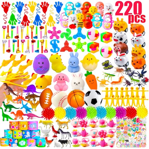 GOAUS Easter Egg Fillers Party Favors for Kids 220 Pcs Small Toys Prizes Bulk Goodie Bags Stuffers Treasure Box Toys for Classroom Prize Box Birthday Goody Bag - Image 1