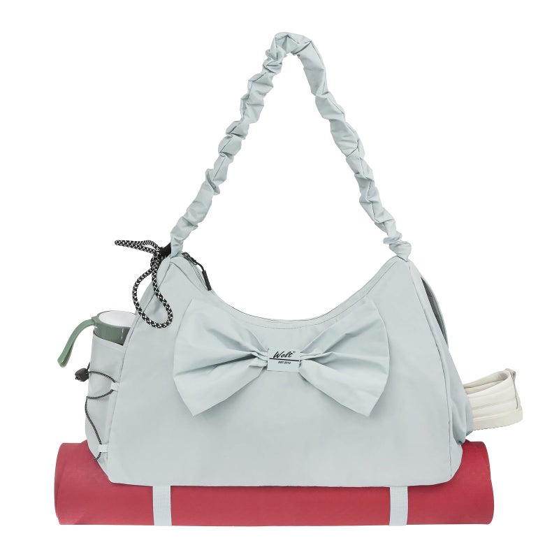 WOLT Gym Bag For Women Light Grey Yoga Mat Bag with Shoes Compartment Wet Pocket and Water Bottle Pocket - Image 2