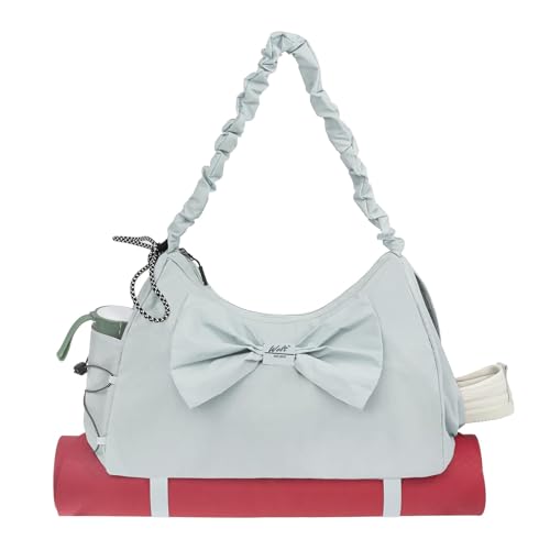WOLT Gym Bag For Women Light Grey Yoga Mat Bag with Shoes Compartment Wet Pocket and Water Bottle Pocket - Image 1