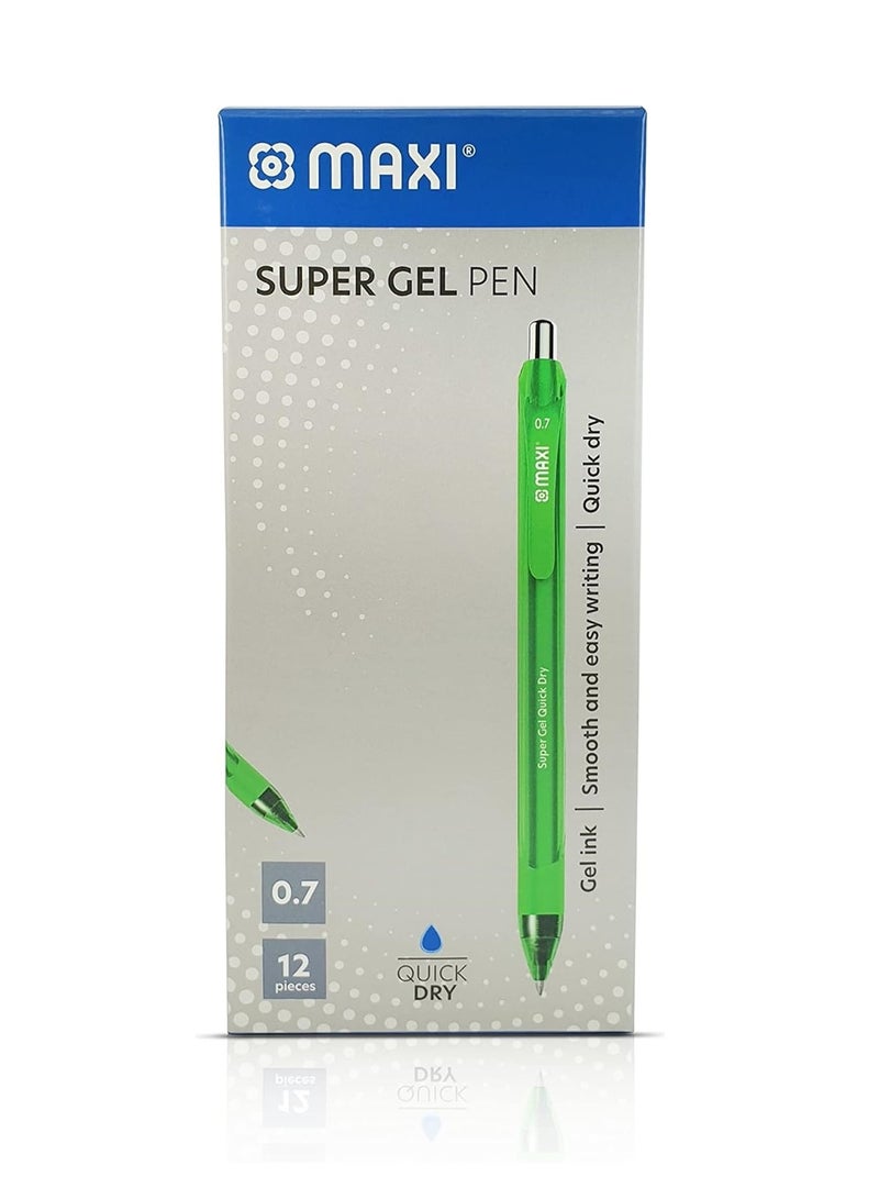 Maxi 12-Piece Gel Ink Pen 0.7mm Tip Green Ink - Image 1