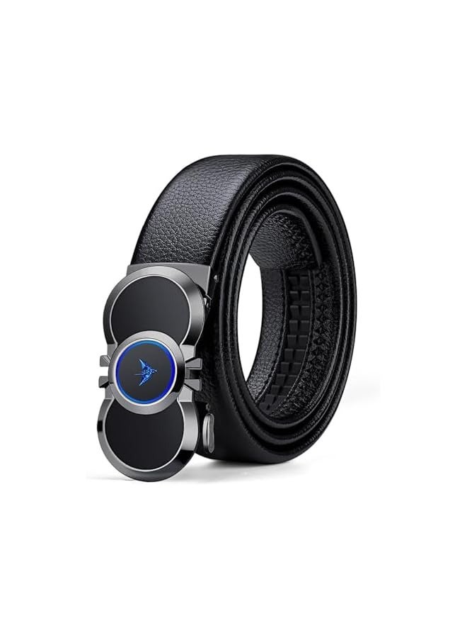 PROMASS Mens Belts, Leather Ratchet Dress Belt with Automatic Sliding Buckle, Designer Works Belts for Jeans Pants, Fashion Mens, Black Adjustable Length, Gift for Men, Mens Belt Leather, Casual & Work  - Image 1