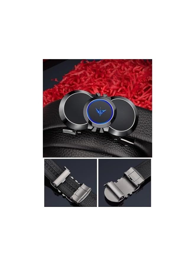PROMASS Mens Belts, Leather Ratchet Dress Belt with Automatic Sliding Buckle, Designer Works Belts for Jeans Pants, Fashion Mens, Black Adjustable Length, Gift for Men, Mens Belt Leather, Casual & Work  - Image 4