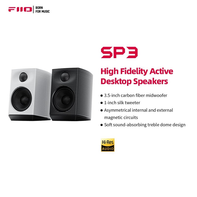 FiiO SP3 Powered HiFi Active Desktop Speakers - 80W Stereo Computer Speakers and Home Music Sound System with AUX Audio/RCA, 2-Way (Black) - Image 4