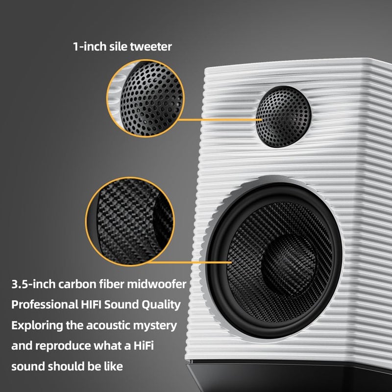 FiiO SP3 Powered HiFi Active Desktop Speakers - 80W Stereo Computer Speakers and Home Music Sound System with AUX Audio/RCA, 2-Way (Black) - Image 5