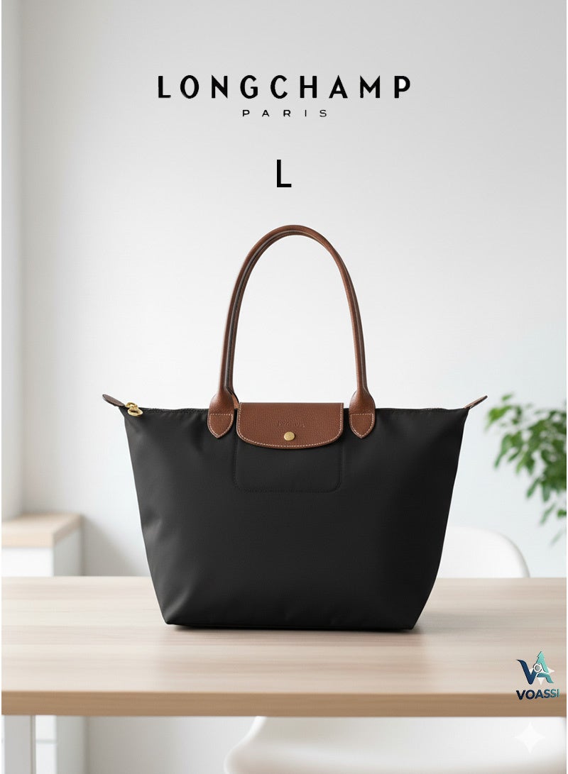 لونج شامب حقيبة لونشامب فرنسية نسائية عصرية متعددة الاستخدامات صغيرة كلاسيكية كبيرة باللون الأسود  التفصيل: - Image 1