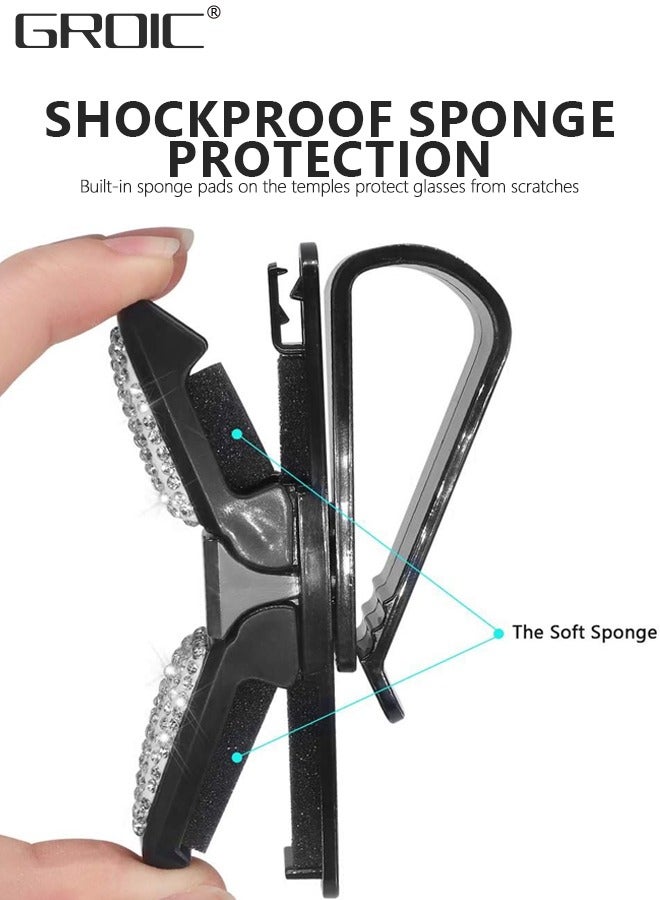 GROIC 2PCS Car Glasses Organizer,Bling Sunglass Holder for Car Visor,Glasses Holder Clip Hanger, Eyewear Mount Clip,Fashion Car Interior Accessories - Image 4