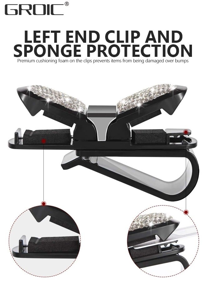 GROIC 2PCS Car Glasses Organizer,Bling Sunglass Holder for Car Visor,Glasses Holder Clip Hanger, Eyewear Mount Clip,Fashion Car Interior Accessories - Image 2