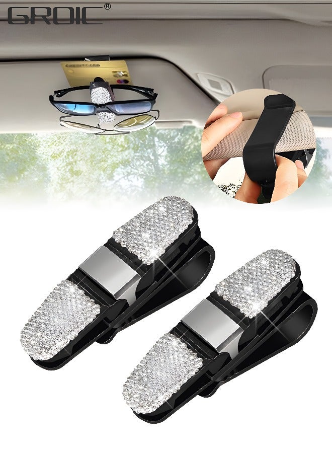 GROIC 2PCS Car Glasses Organizer,Bling Sunglass Holder for Car Visor,Glasses Holder Clip Hanger, Eyewear Mount Clip,Fashion Car Interior Accessories - Image 1