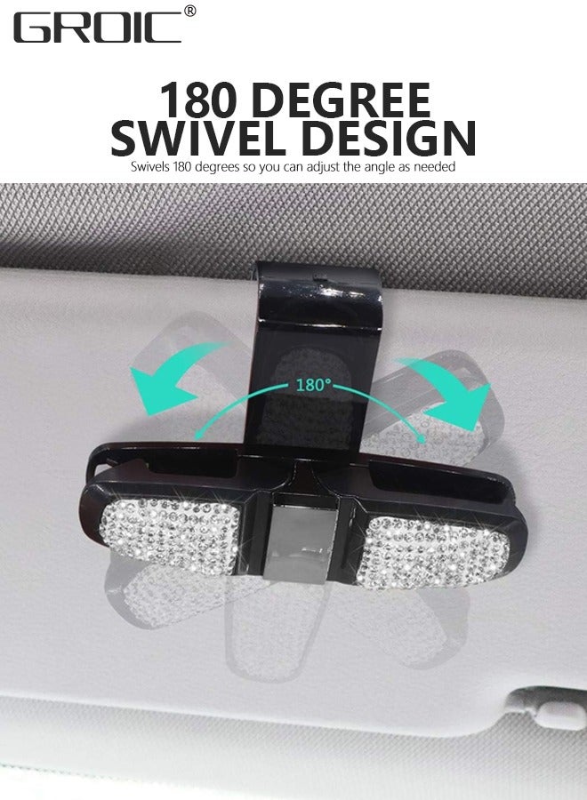 GROIC 2PCS Car Glasses Organizer,Bling Sunglass Holder for Car Visor,Glasses Holder Clip Hanger, Eyewear Mount Clip,Fashion Car Interior Accessories - Image 3