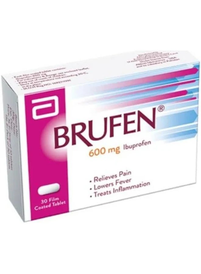 Brufen 600 mg Ibuprofen Film-Coated Tablets, Pain and Fever Relief Support, Anti-Inflammatory Use, 30 Tablets - Image 2
