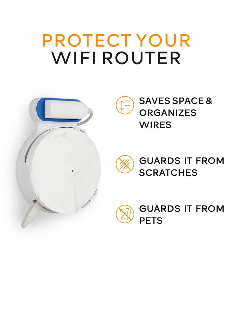 Y&D - Wall Mount Bracket for WiFi Router, Easy-to-Install Deco Holder Cable and Power Line Storage Boxes Tp Link M5, Without Messy Wires or Screws, White - Image 1