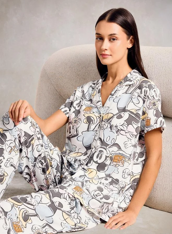 Splash FAV Minnie Mouse and Mickey Mouse Print Pyjama Set