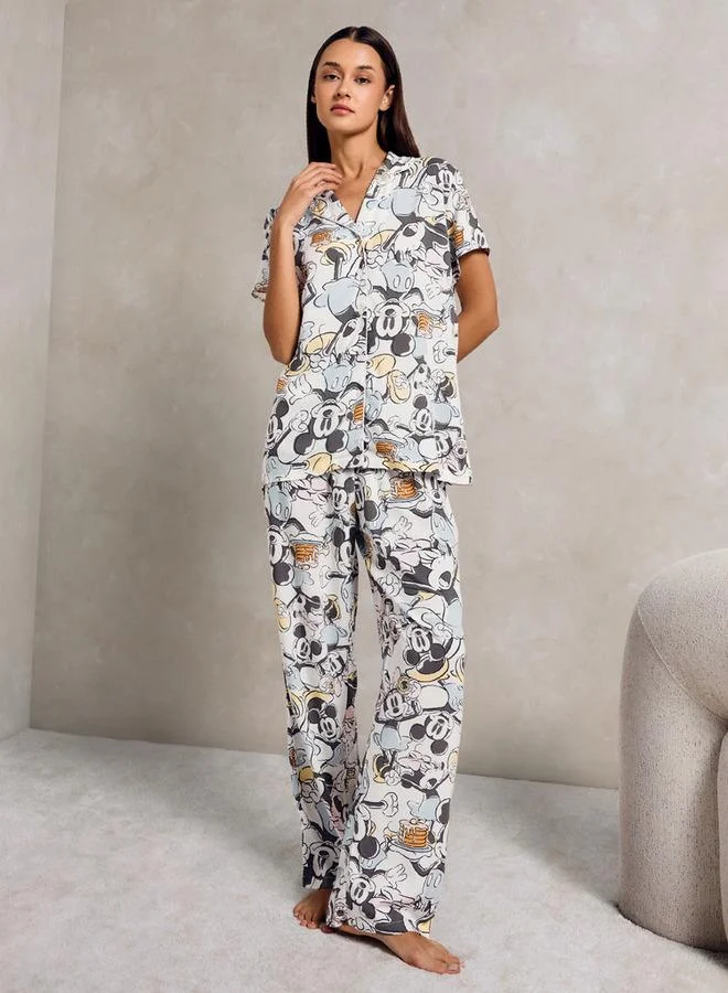 Splash FAV Minnie Mouse and Mickey Mouse Print Pyjama Set