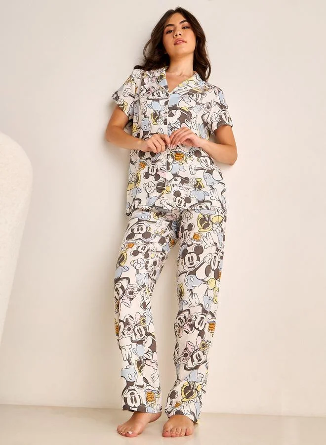 Splash FAV  Minnie Mouse and Mickey Mouse Print Pyjama Set for Women | Best Price UAE