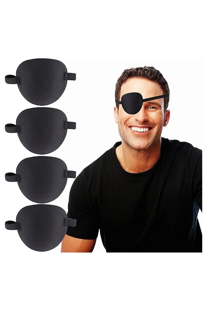 4 PCS Eye Patches for Adults Men Kids, Adjustable Eyepatch for Right/Left Eye, Amblyopia Lazy Patches - Image 1