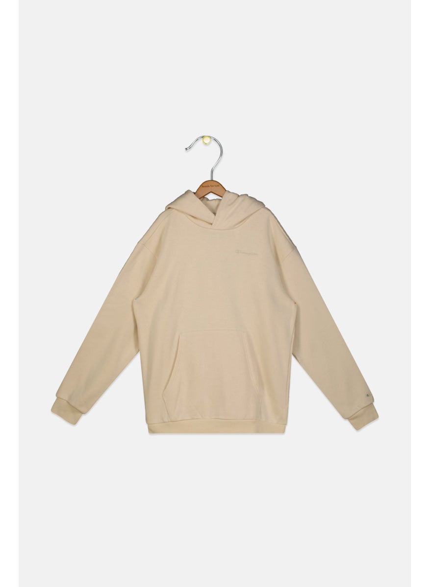 Champion Kids Boy Sportswear Fit Hooded Long Sleeve Sweatshirt, Beige  - Image 1