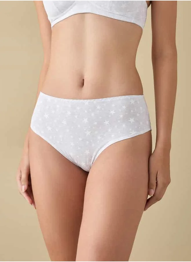 فاف Striped Briefs with Elasticated Waistband and Lace Detail