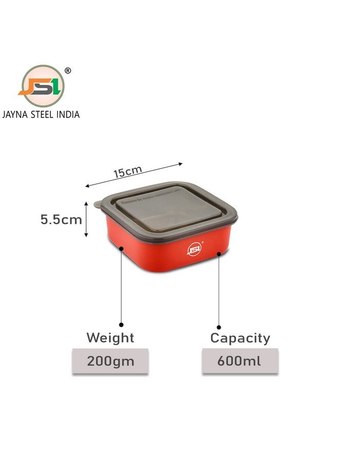 JSI حاويات تخزين ثلاجة من الفولاذ المقاوم للصدأ مع أغطية محكمة - عبوة من 3 قطع، 600 مل - حاويات صندوق غداء آمنة للاستخدام في الميكروويف للمكتب والمنزل والمطبخ - آمنة 100% للطعام - Image 3