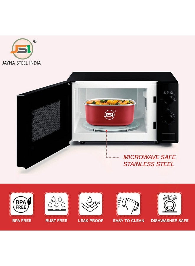 JSI حاويات تخزين ثلاجة من الفولاذ المقاوم للصدأ مع أغطية محكمة - عبوة من 3 قطع، 600 مل - حاويات صندوق غداء آمنة للاستخدام في الميكروويف للمكتب والمنزل والمطبخ - آمنة 100% للطعام - Image 2