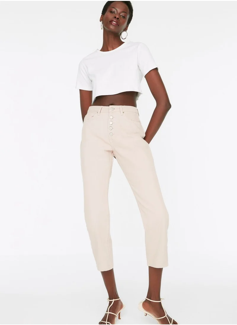 trendyol Button Detail High Waist Mom Jeans