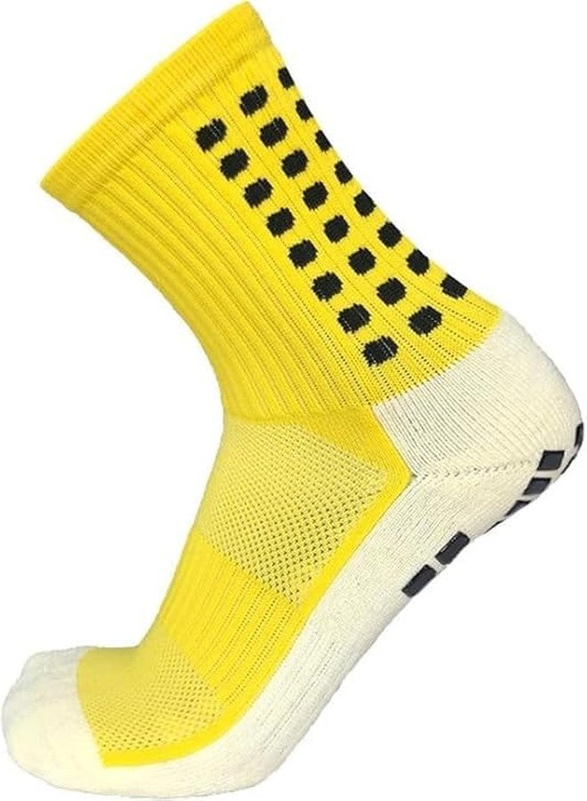 TENDSY Athletic Sports Socks, Anti-Slip Cushioned Design for Soccer, Cycling, Outdoor Activities (IN, Alpha, Free Size, Yellow) - Image 1