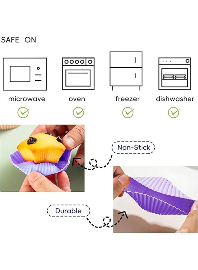 12 PCS Multicolored Silicone Cupcake Baking Cups, Reusable Muffin Liners Easy Clean Non-Stick Cupcakes for Party, Gift (Star) - Image 2