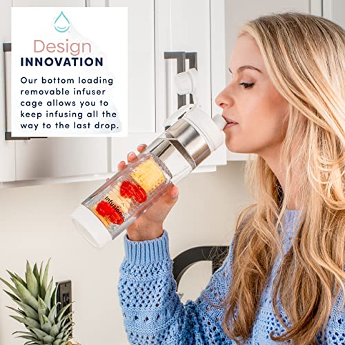 Infusion Pro 24 oz Fruit Infuser Water Bottle with Twist Cap Lid : Insulated Sleeve & Infused Water Recipe eBook : Bottom Loading Water Infuser for More Flavor : Unique Gift Idea (Cloud, 1-Pack) - Image 3