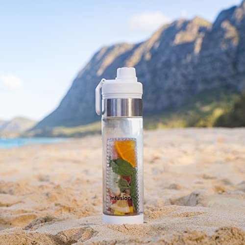 Infusion Pro 24 oz Fruit Infuser Water Bottle with Twist Cap Lid : Insulated Sleeve & Infused Water Recipe eBook : Bottom Loading Water Infuser for More Flavor : Unique Gift Idea (Cloud, 1-Pack) - Image 5