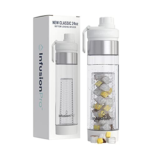 Infusion Pro 24 oz Fruit Infuser Water Bottle with Twist Cap Lid : Insulated Sleeve & Infused Water Recipe eBook : Bottom Loading Water Infuser for More Flavor : Unique Gift Idea (Cloud, 1-Pack) - Image 1