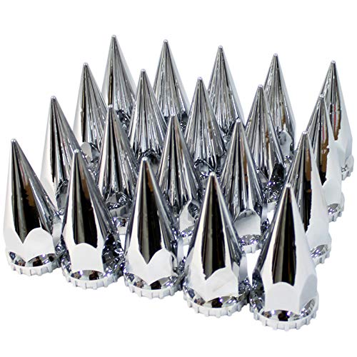 MRJLK Chrome ABS Complete Axle Cover Set with Hub Caps and 33mm Screw-On Spiked Lug Nut Covers for Semi Trucks (2 Front) - Image 4
