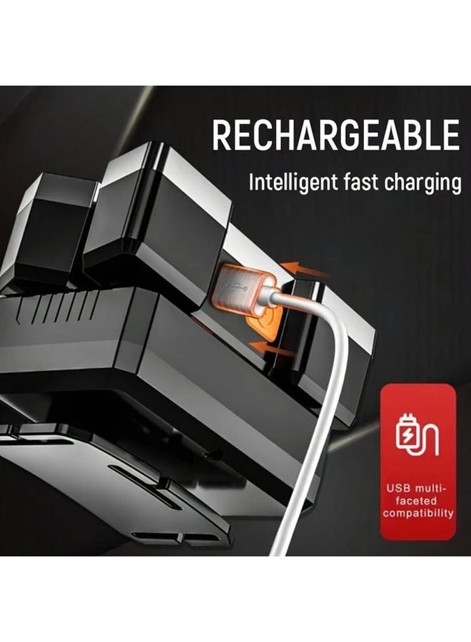 Black USB Rechargeable Tactical Flashlight 5 Brightness Levels 90 Degree Adjustable Head - Image 5