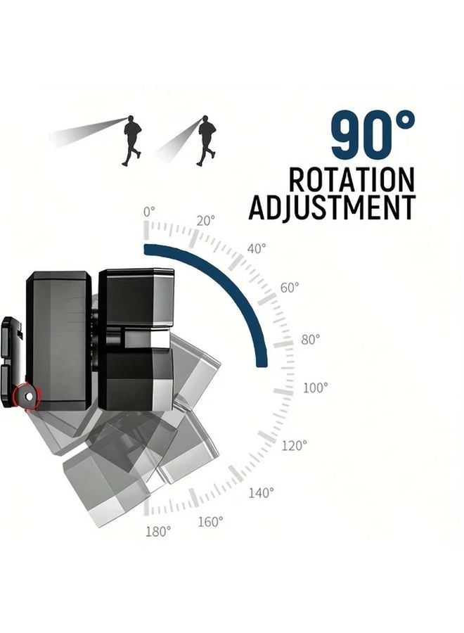 Black USB Rechargeable Tactical Flashlight 5 Brightness Levels 90 Degree Adjustable Head - Image 3