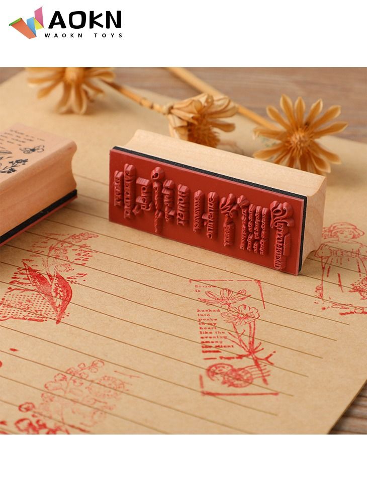 WAOKN 6 Pieces Vintage Wooden Stamps Plant and Flower Decorative Mounted Stamp Set for DIY Craft Letters Diary and Craft Scrapbooking - Image 5