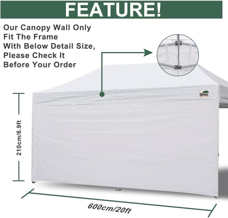 Eurmax USA Instant Canopy SunWall Camping Tent Tarp Shelter 10x20 Canopy Wall Sidewall Canopy Tent Sidewalls for Pop Up Canopy Tent,1 Pack Sidewall Only(White) - Image 4