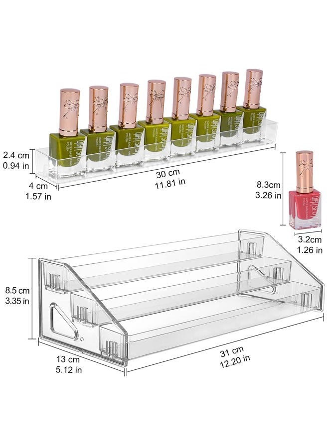 JessLab Nail Polish Organizer, 3-Tier Clear Acrylic Nail Polish Rack Essential Oil Holder Cosmetic Display Case Makeup Organizer Cosmetics Storage for Bathroom Vanity Countertop - Image 2
