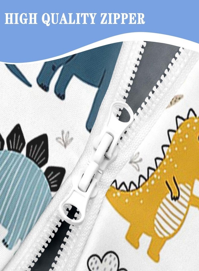 Nesker Zipper Bedding Full Cute Dinosaur Zip Up Bedding Set for Boys and Kids, Blue Grey Yellow Dino 3 Pcs Comforter Bed in a Bag with Fitted Sheet and 2 Pcs Pillowcases - Image 3