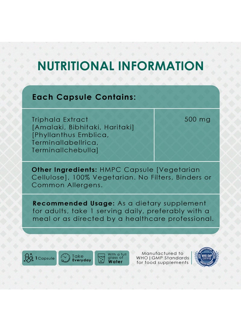 ambrosial - Triphala Capsules, Blend Of 3 Natural Herbs Amla, Haritaki And More In Triphala 60 Vegan Capsules - Image 1