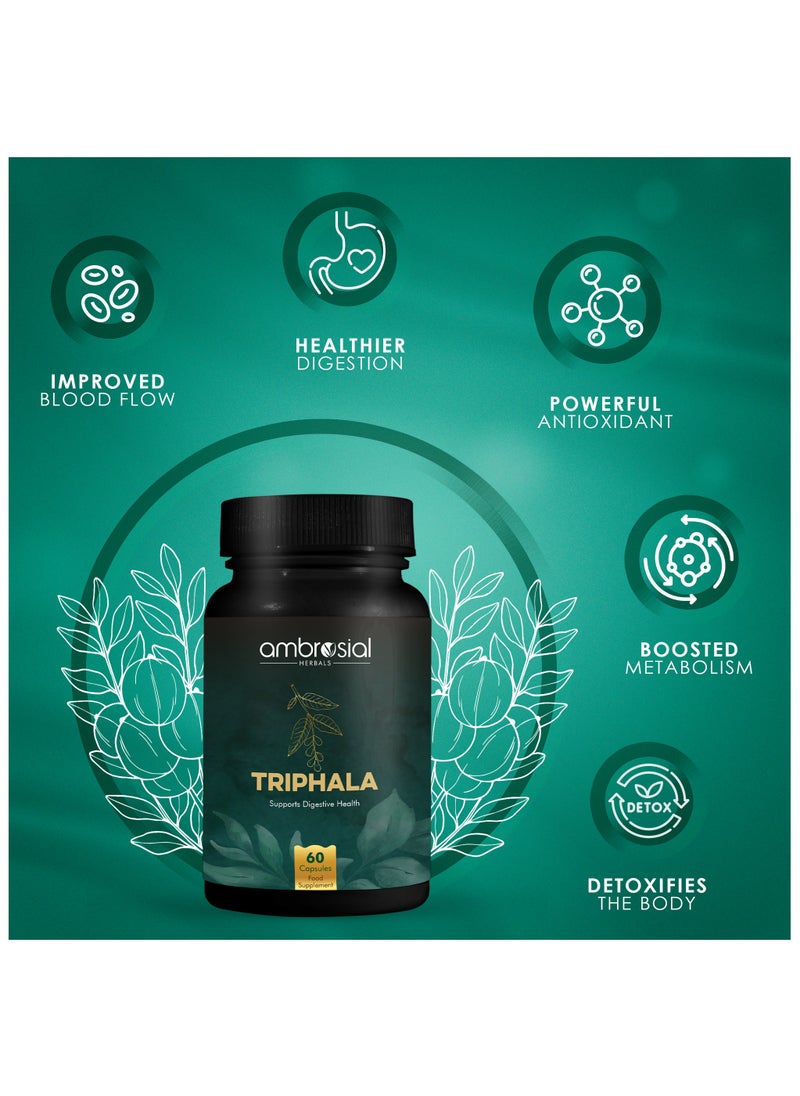 ambrosial - Triphala Capsules, Blend Of 3 Natural Herbs Amla, Haritaki And More In Triphala 60 Vegan Capsules - Image 1