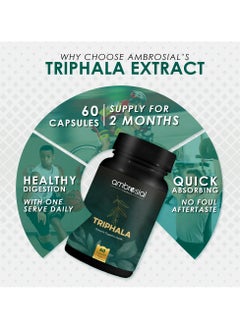 ambrosial Triphala Capsules, Blend Of 3 Natural Herbs Amla, Haritaki And More In Triphala 60 Vegan Capsules  - Image 3