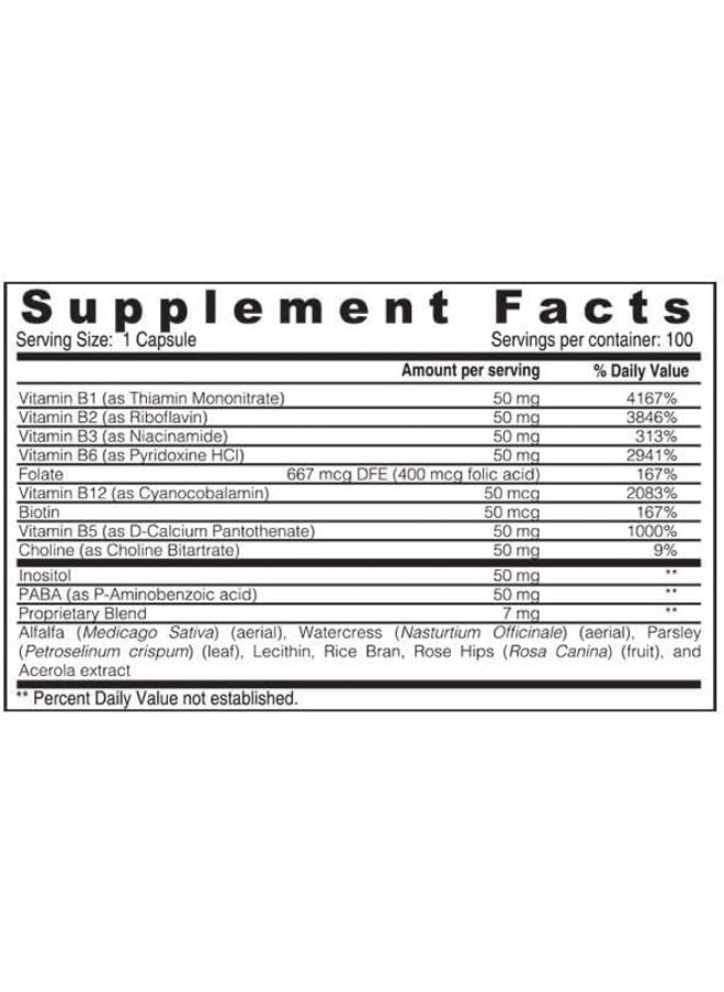 SUNSHINE NUTRITION - B-Complex 50 Provides Energy And Metabolism Supports Healthy Nervous System 100 Vegetable Capsules - Image 1