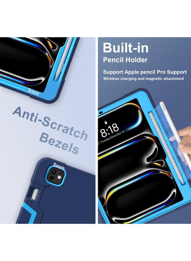 زبون حافظة لجهاز iPad Pro 13 2024 من السيليكون والأكريليك بلون متباين مع حامل - Image 5