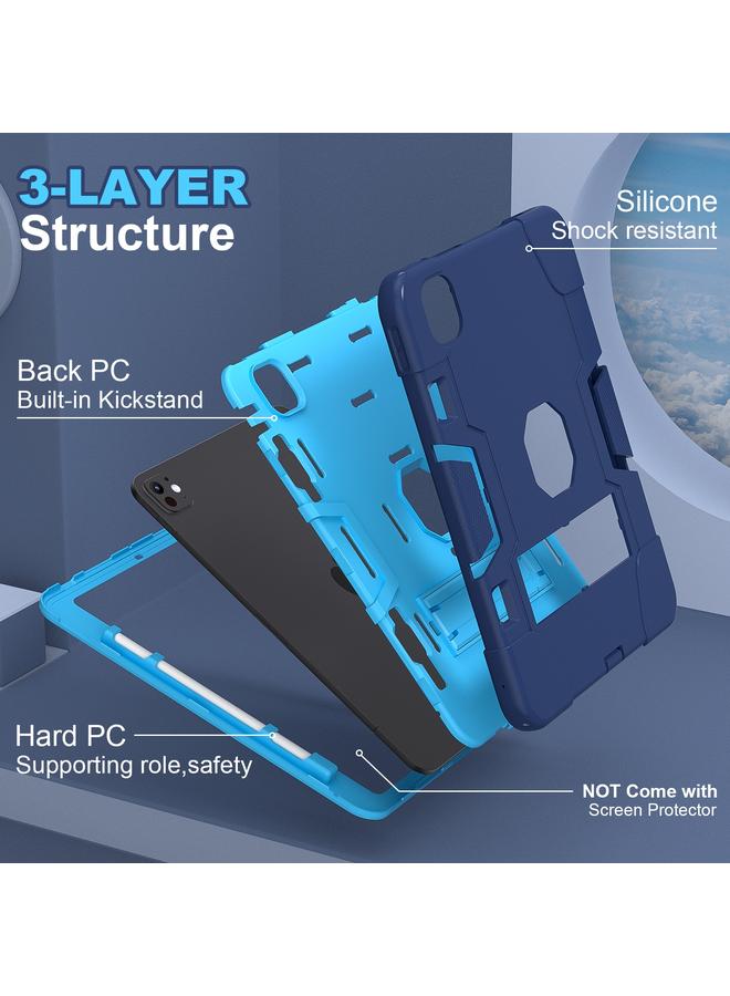 زبون حافظة لجهاز iPad Pro 13 2024 من السيليكون والأكريليك بلون متباين مع حامل - Image 2