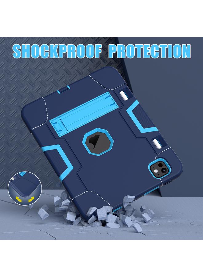 زبون حافظة لجهاز iPad Pro 13 2024 من السيليكون والأكريليك بلون متباين مع حامل - Image 4