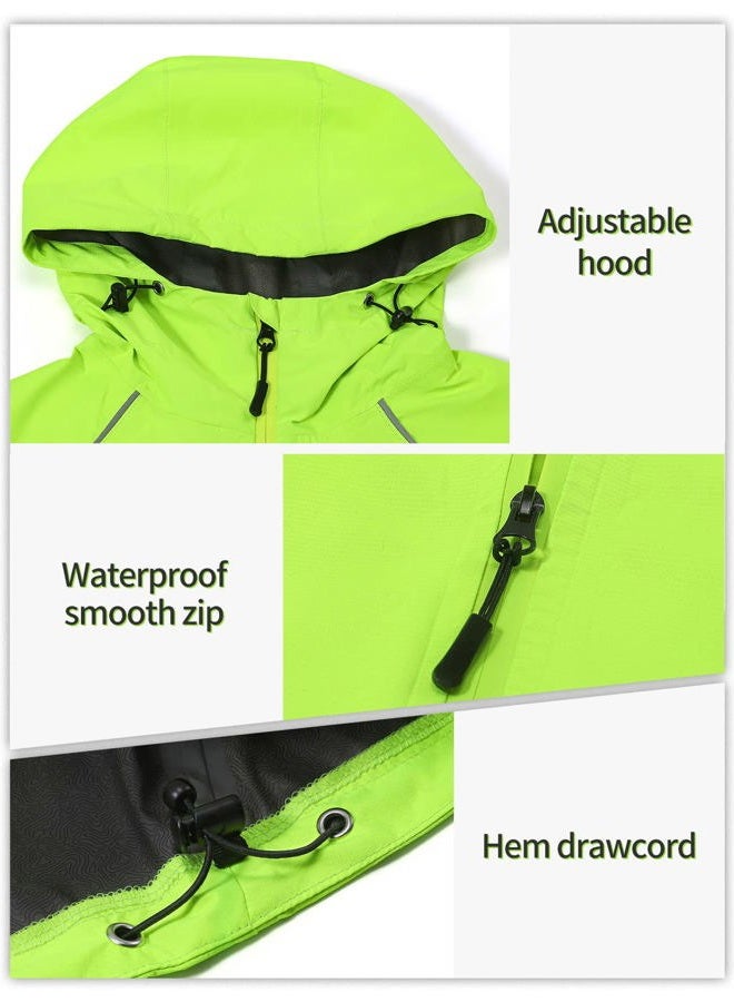 BERGRISAR Men's Cycling Rain Jacket Waterproof Cycling Windbreaker Bike Bicycle Jacket Running Hood Rain Coat Green Size X-Large - Image 5