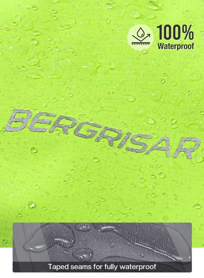 BERGRISAR Men's Cycling Rain Jacket Waterproof Cycling Windbreaker Bike Bicycle Jacket Running Hood Rain Coat Green Size X-Large - Image 3