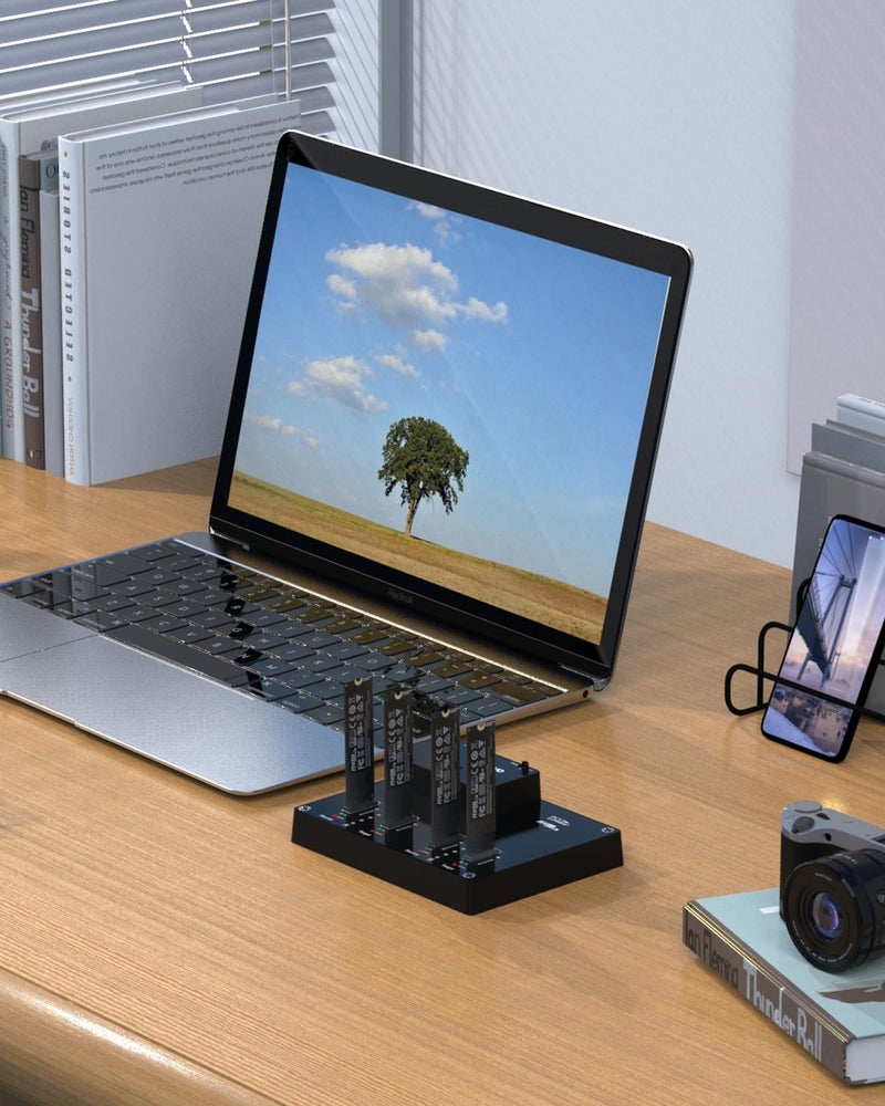 MAIWO محطة إرساء MAIWO 4 Bay M.2 NVME، غلاف SSD من نوع C إلى NVME بدون أدوات، يدعم وظيفة النسخ المتماثل غير المتصل ونسخ القرص النظام (K3015P2) - Image 5