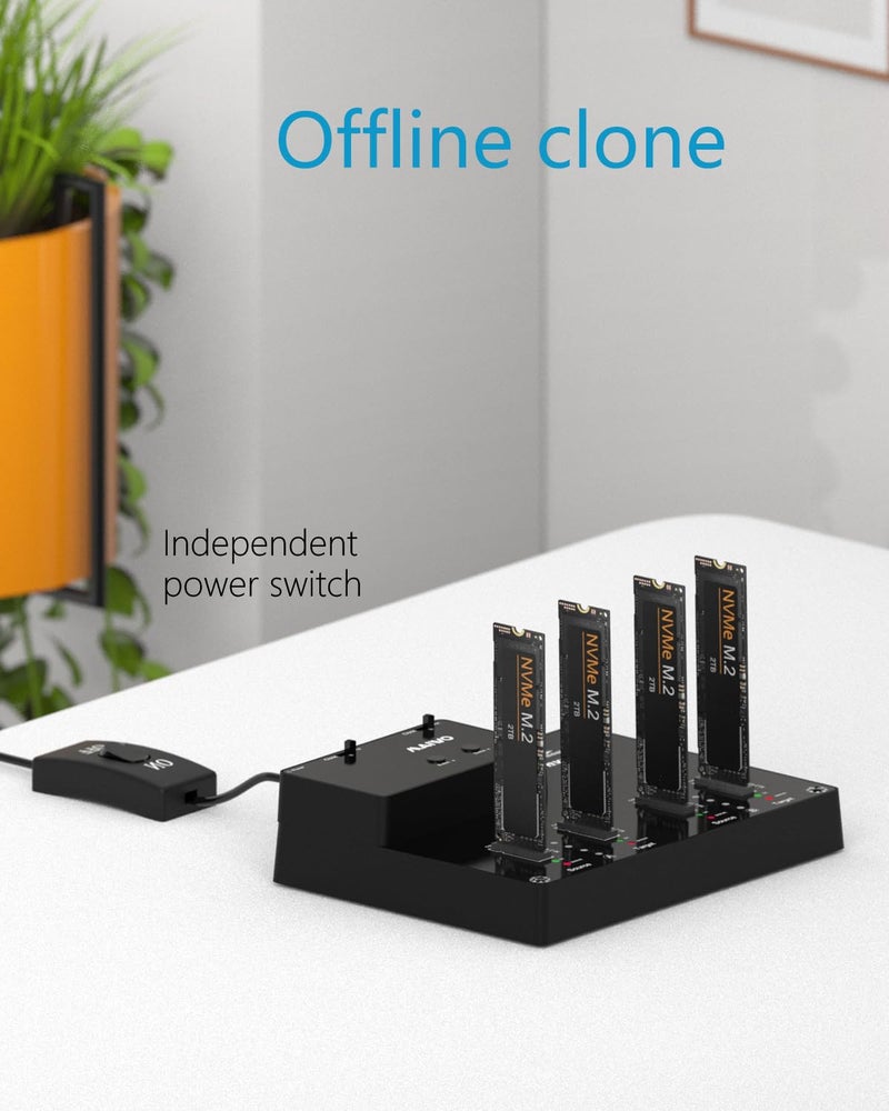 MAIWO محطة إرساء MAIWO 4 Bay M.2 NVME، غلاف SSD من نوع C إلى NVME بدون أدوات، يدعم وظيفة النسخ المتماثل غير المتصل ونسخ القرص النظام (K3015P2) - Image 4