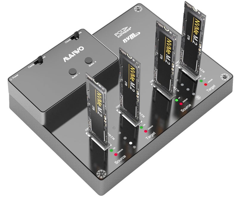 MAIWO محطة إرساء MAIWO 4 Bay M.2 NVME، غلاف SSD من نوع C إلى NVME بدون أدوات، يدعم وظيفة النسخ المتماثل غير المتصل ونسخ القرص النظام (K3015P2) - Image 1